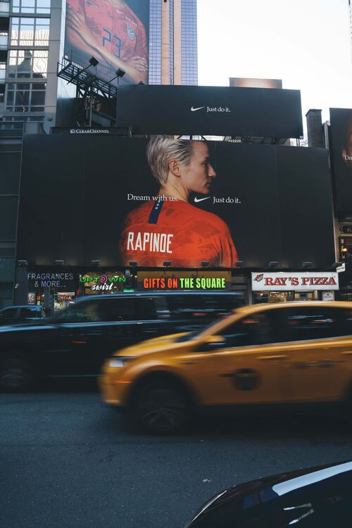 Billboard advertising on a busy street